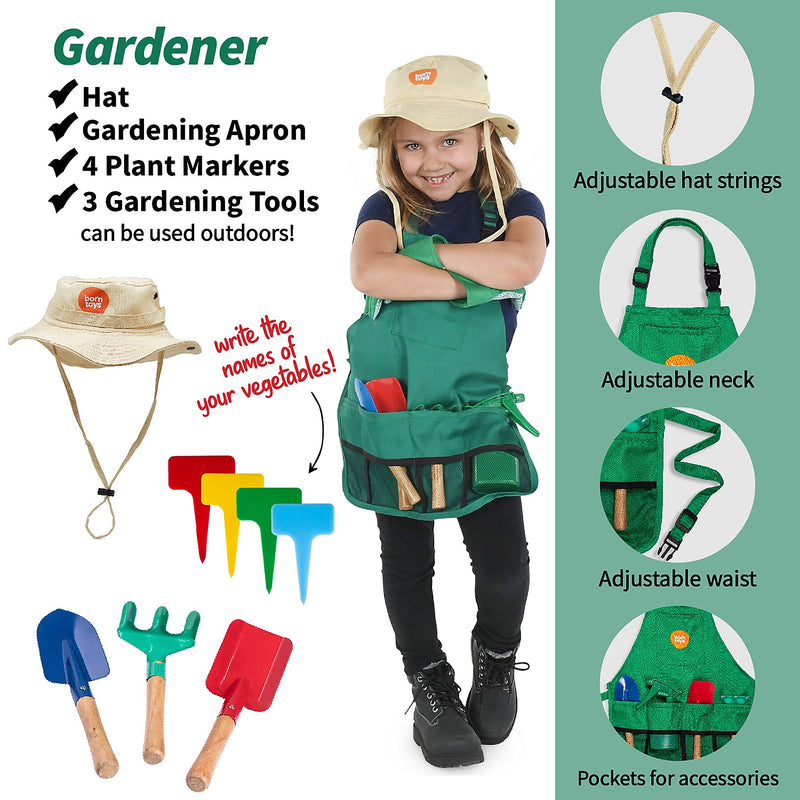 Bintiva Dress Up/Drama Play Helping At Home Trunk Set, Construction Worker/Chef/Gardener, 15 Pieces/Set (BNVBT023)