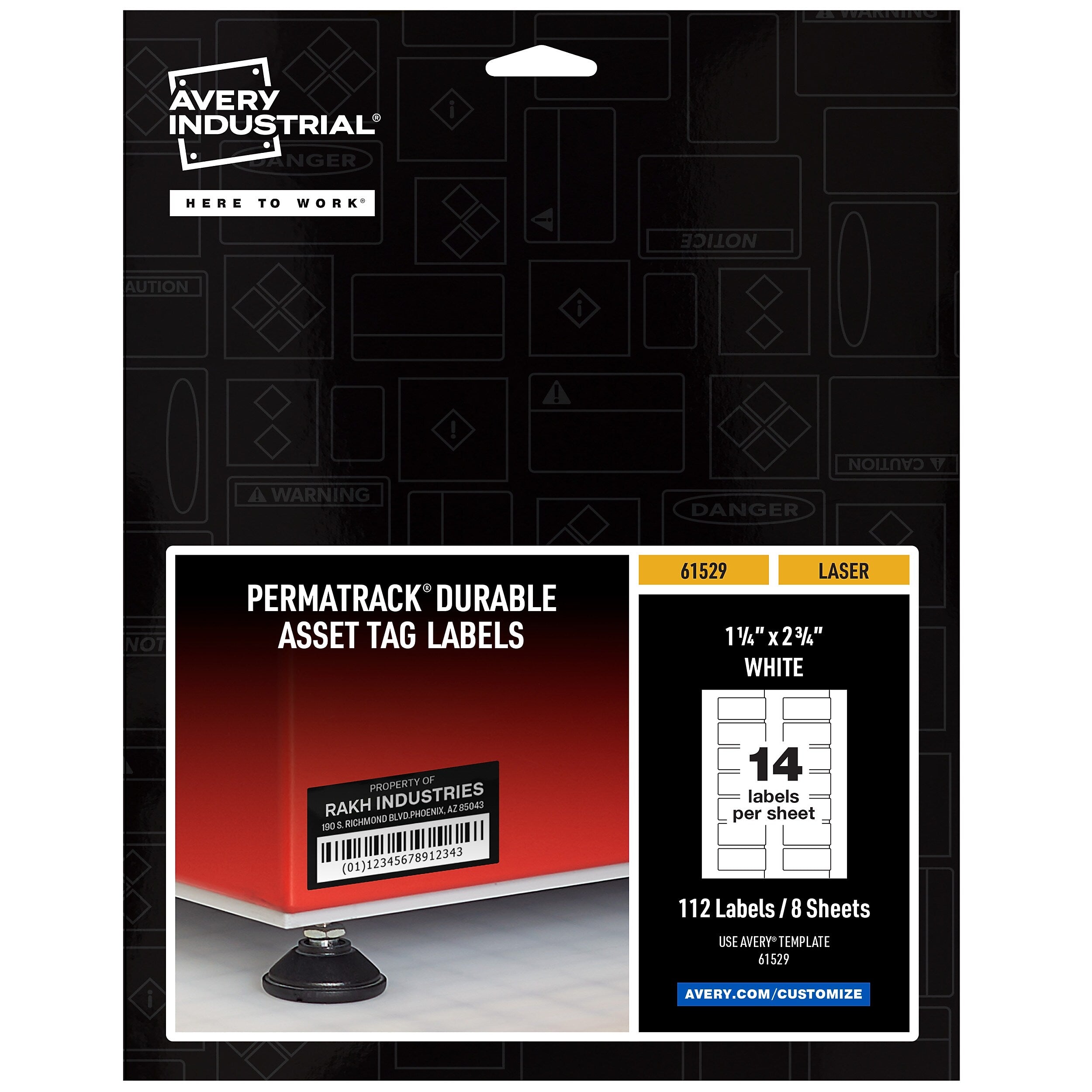 Avery PermaTrack Durable Laser Asset Tag Labels, 1-1/4" x 2-3/4", Matte White, 112 Asset Tags/Pack (61529)