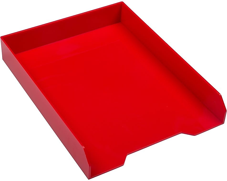 JAM PAPER Stackable Paper Trays, Red, Desktop Document, Letter, & File Organizer Tray, Sold Individually (344res)