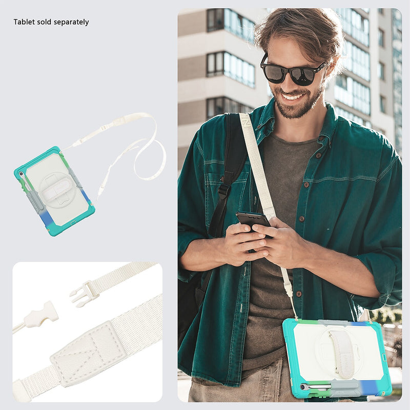SaharaCase Raider Series TPU 13.1" Heavy Duty Case with Hand Strap for S10 FE+, Iridescent Blue (TB00472)