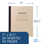 Roaring Spring Paper Products Composition Notebook, 7" x 8.5", Wide Ruled, 20 Sheets, Manila (77340)