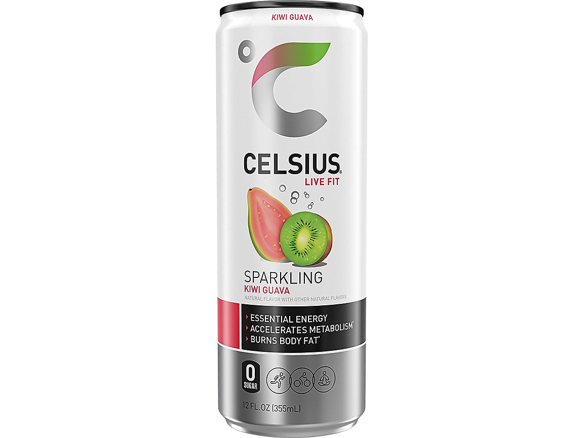 Celsius Sugar-Free Kiwi Guava Sparkling Energy Drink, 12 fl. oz., 12 Cans/Carton (01013)