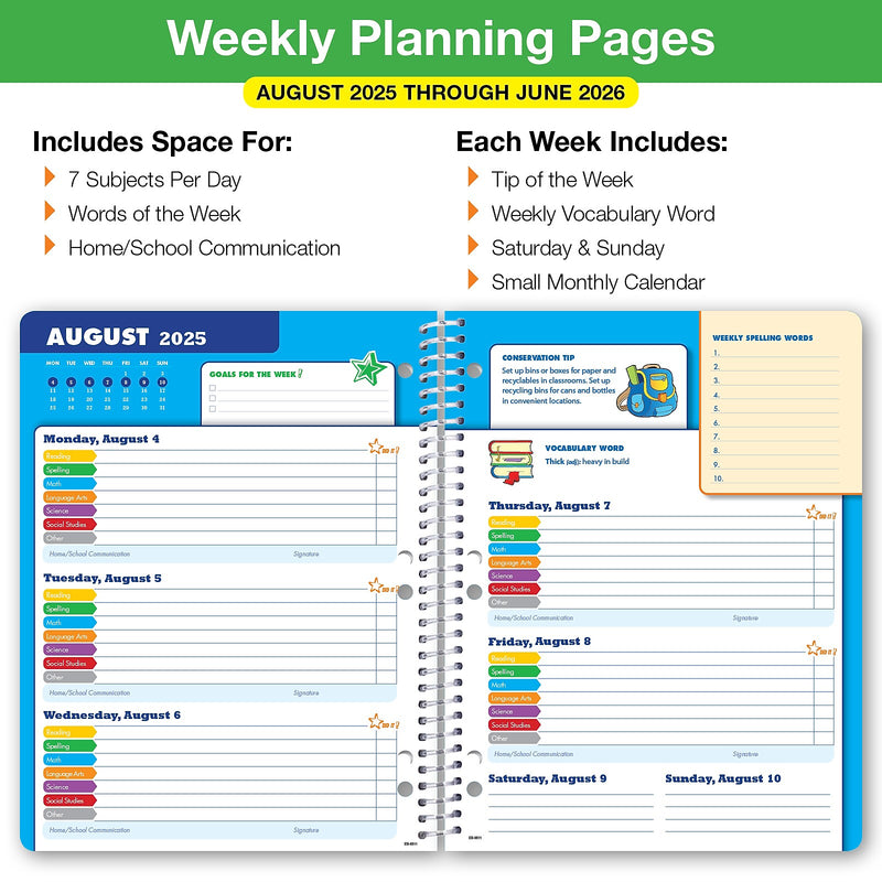 2025-2026 Global Printed Products Space Happy Planets 8.5" x 11" Academic Weekly & Monthly Planner, Paper Cover