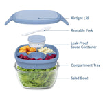 bentgo All-in-One Salad Container, 5-Compartment, Light Blue, 61 oz. (BGLASSAL-LB)