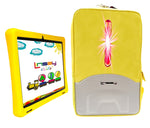 Linsay Octa Core 10.1" Tablet, 4GB RAM, 128GB Storage, Android 13, Bundled with Yellow Kids Case, Earphones, LED Backpack