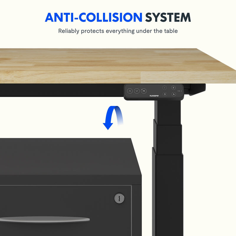 FlexiSpot E7COMMERCIAL 48''W Electric Height Adjustable Standing Desk, Rubberwood/Black(E7BCOM4824-RW)