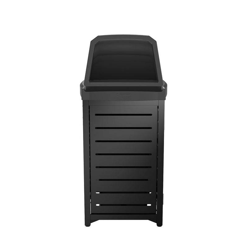 Suncast Commercial Metal Outdoor Trash Can with Resin Chute Lid, 30 Gallon, Black (MTCSQ305)