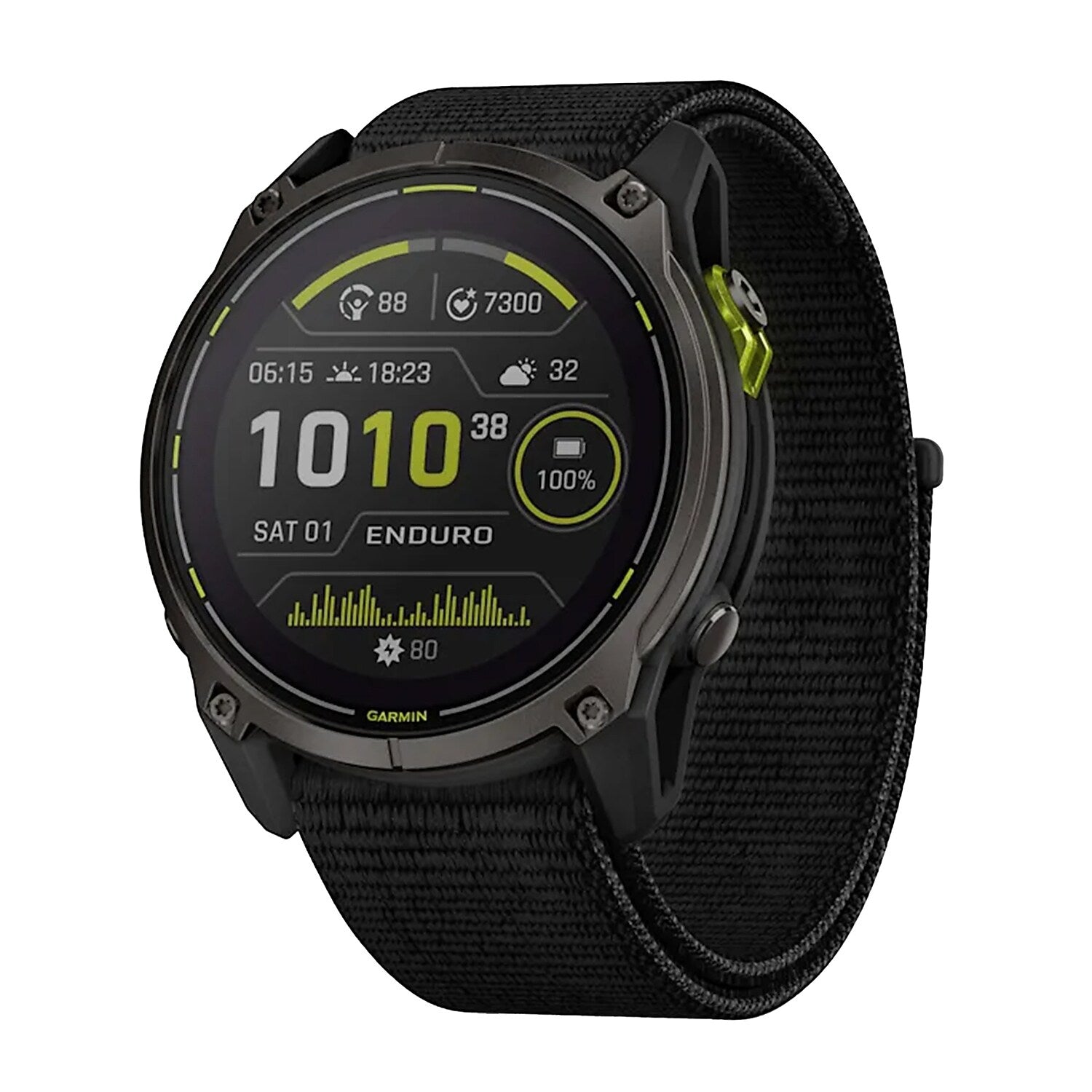 Garmin Enduro 3 Multisport Solar GPS Smartwatch, Carbon Gray Titanium Bezel with Black UltraFit Nylon Strap (010-02751-00)