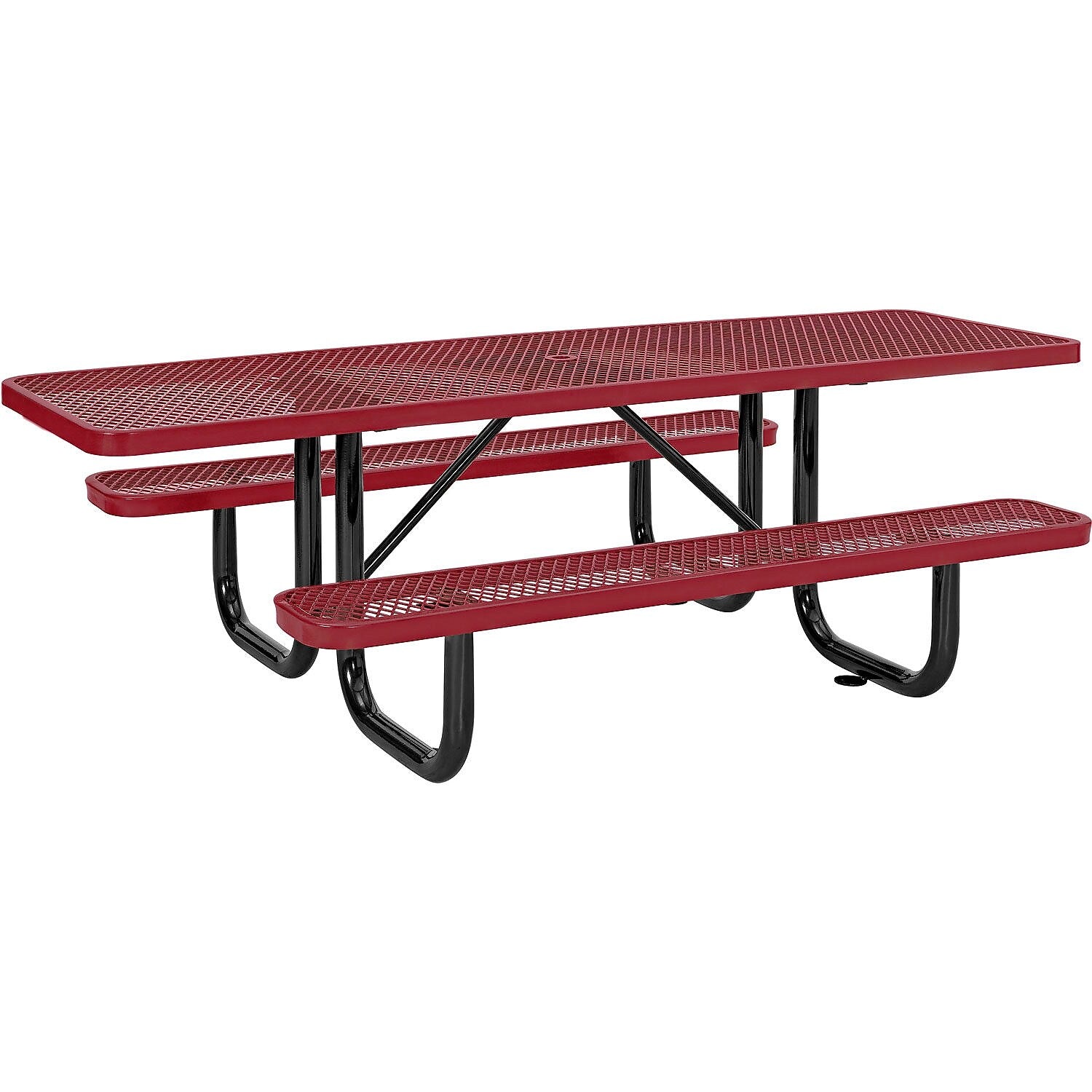 Global Industrial 8' ADA Outdoor Steel Picnic Table, Expanded Metal, Red (695289RD)