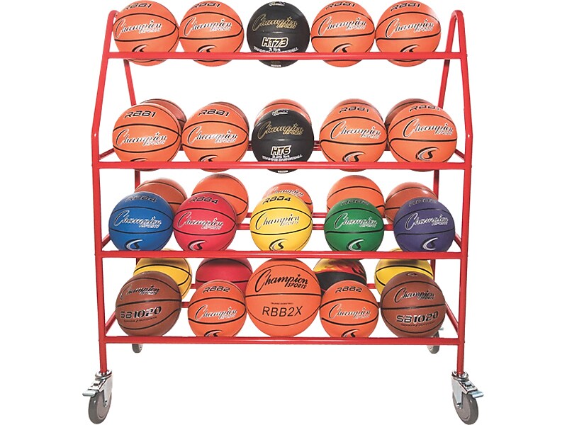 Champion Sports Deluxe Pro Basketball Cart, Red (BRCPRO)
