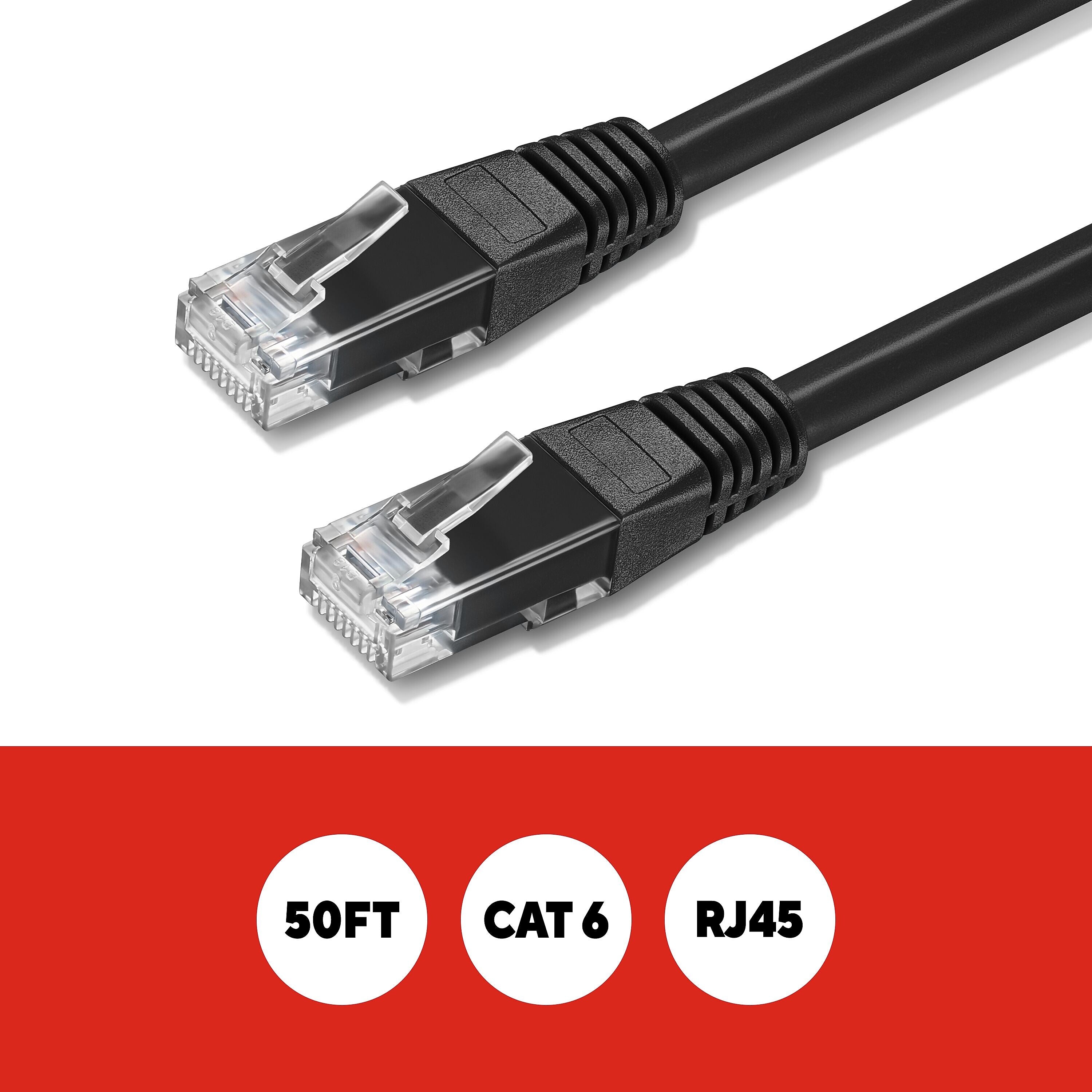 Staples TECH 50' Cat-6 Ethernet Cable, Male to Male, Black (ST62448)