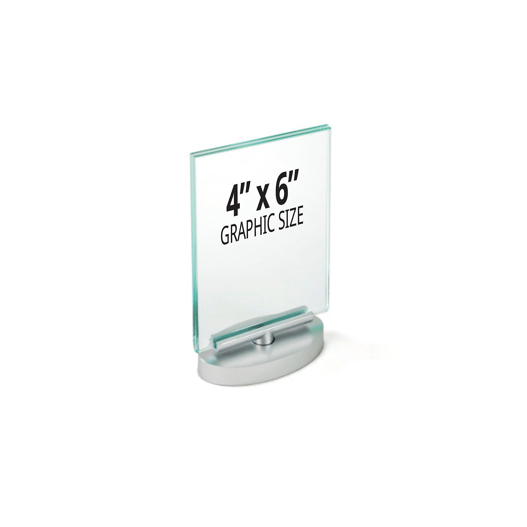 Azar Sign Holder, 4" x 6", Vertical, Table Top, Silver, Acrylic, 2/Pack (252940)