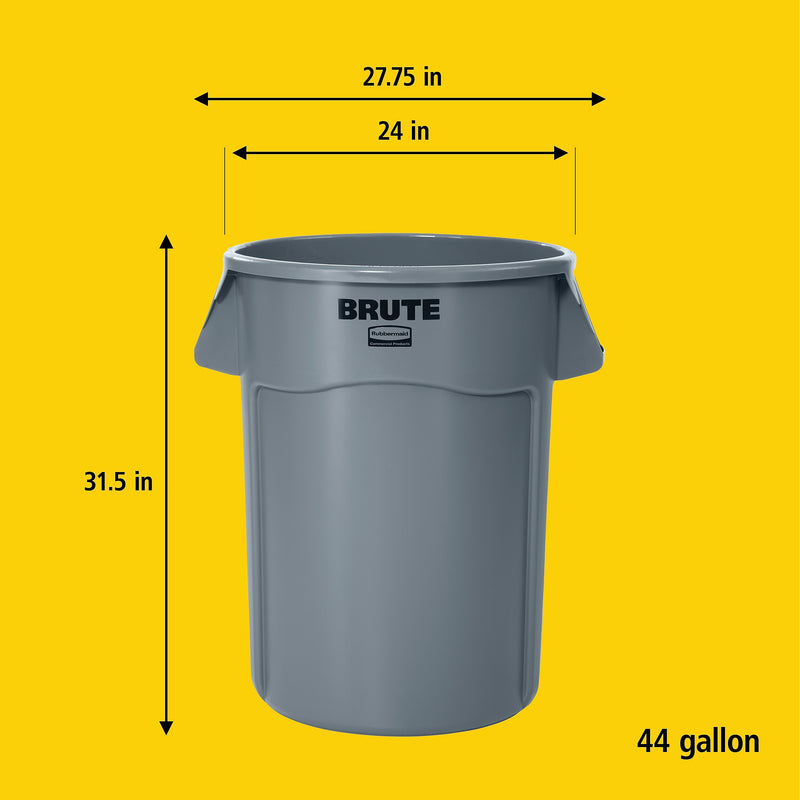 Rubbermaid Brute Indoor Trash Can w/ No Lid, Black Resin, 44 Gal. (FG264360BLA)