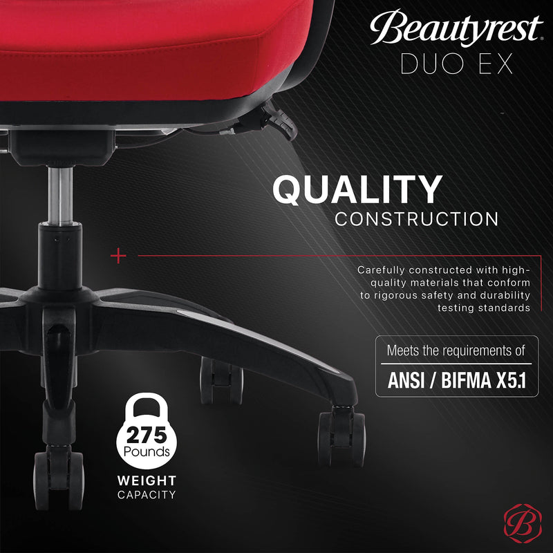 Beautyrest Duo-EX Ergonomic Mesh Swivel Computer Chair, Red (60051-RED)