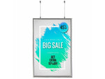 Azar Poster Holder, 24" x 36", Vertical, Ceiling Hanging, Silver, Aluminum (300416)