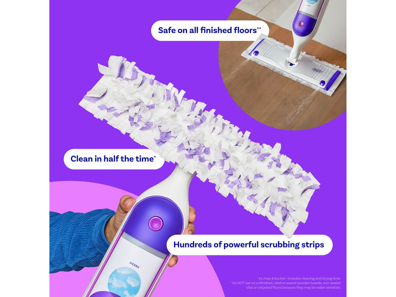 Swiffer PowerMop Multi-Surface Mopping Pad, White/Purple, 11/Pack (12868)
