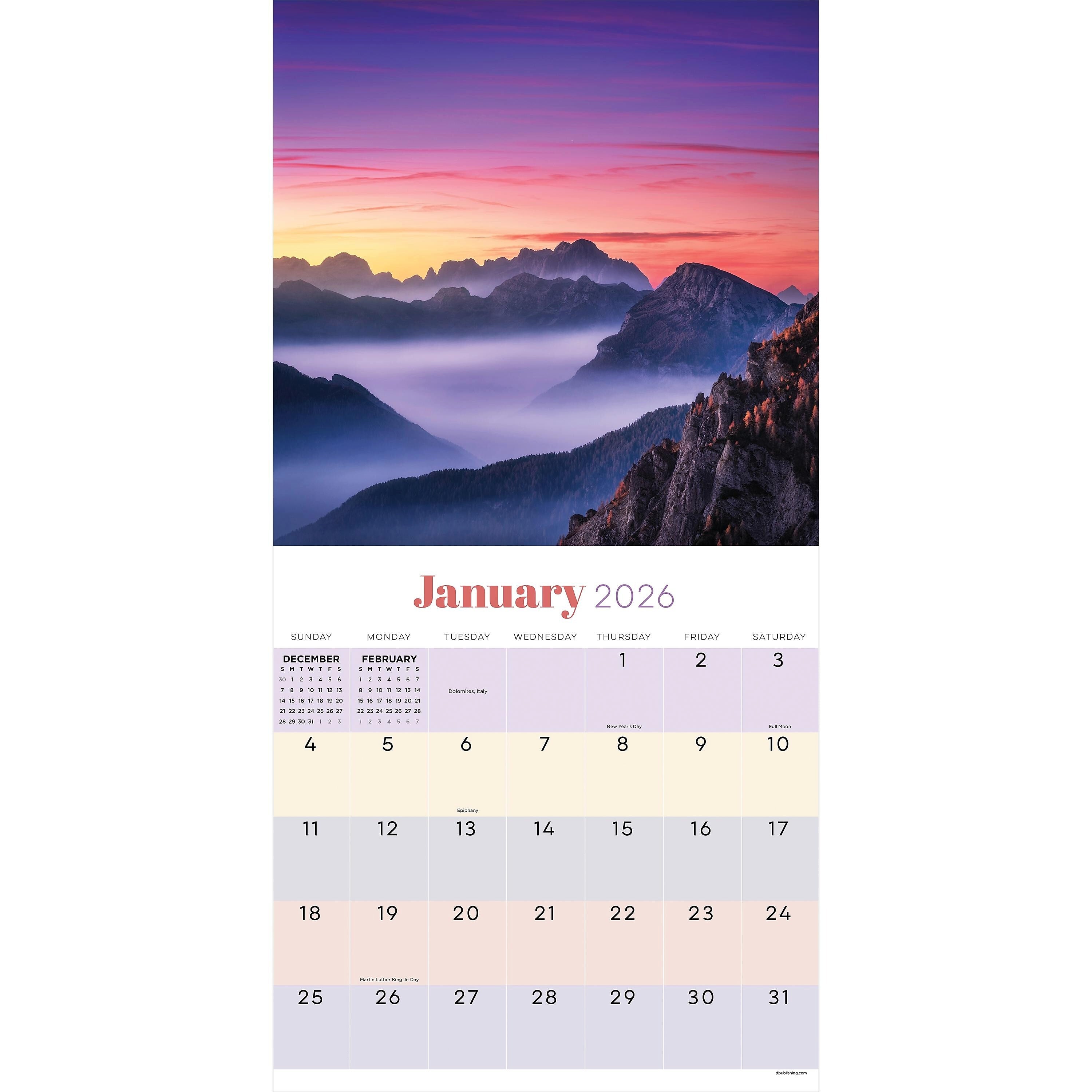 2026 TF Publishing Sunsets 12" x 12" Monthly Wall Calendar, Multi (26-1028)