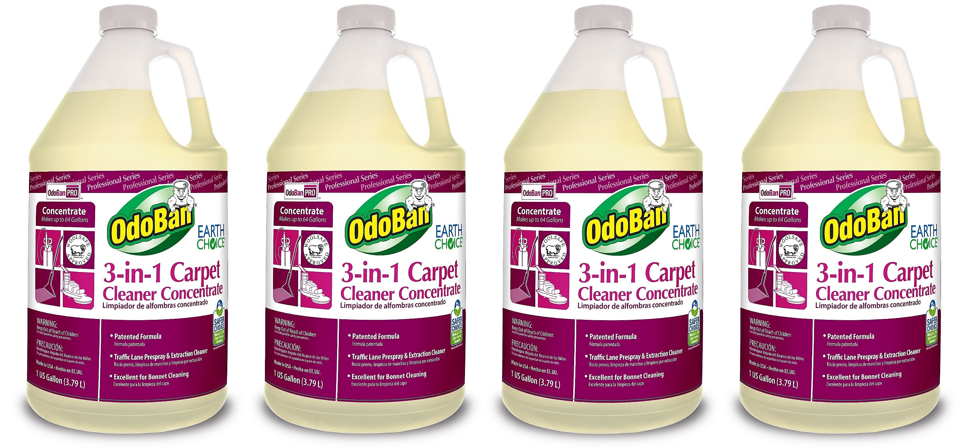OdoBan Professional 3-in-1 Carpet Cleaner, 1 Gallon, 4/Carton (9602B624PK-STP)