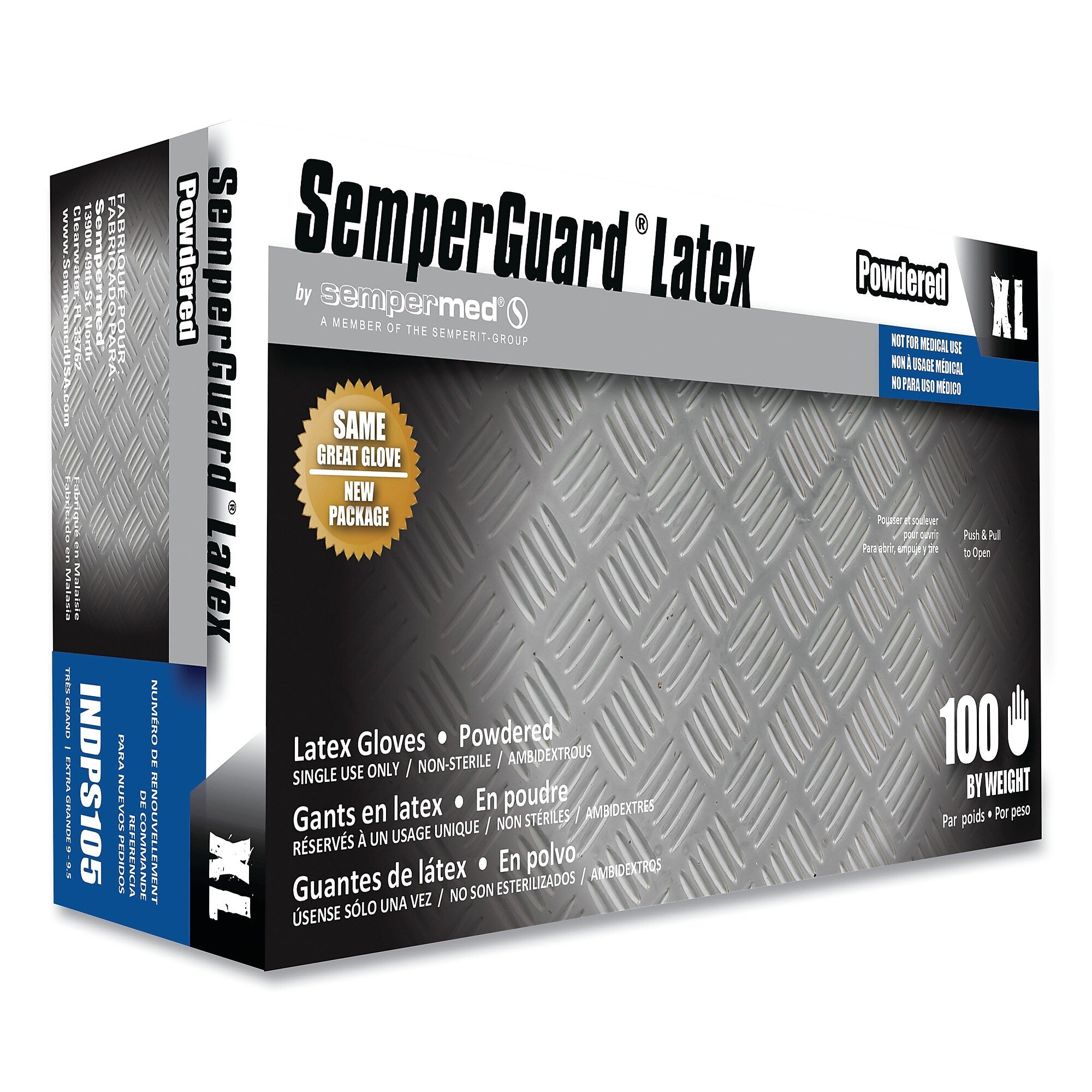 SemperGuard Latex Powdered Gloves, Cream, X-Large, 100/Box