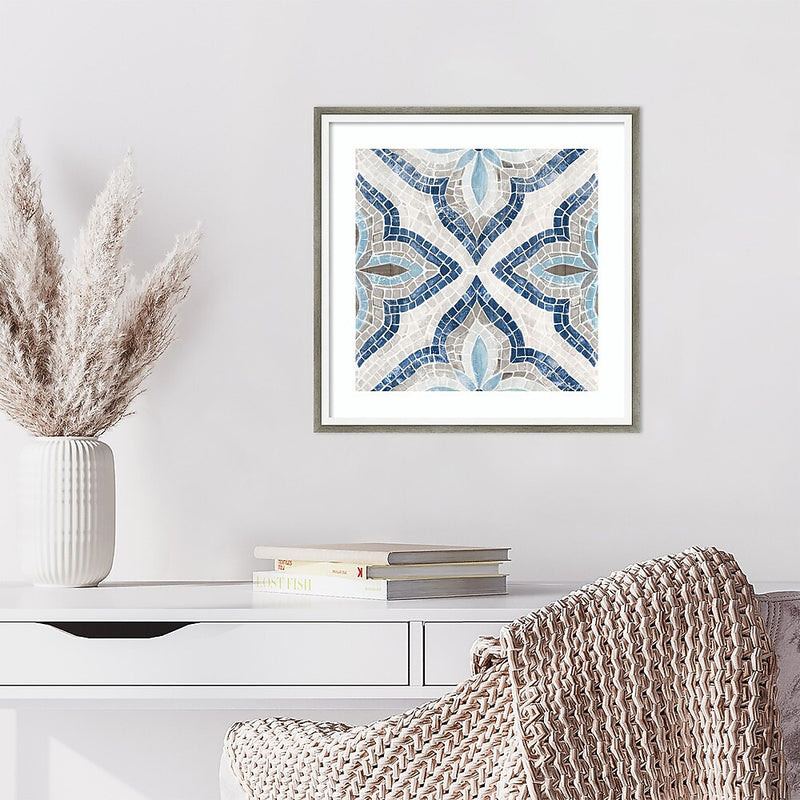 Amanti Art Blue Moroccan Tile by Eva Watts Wood Framed Wall Art Print, 17" x 17" (A42675547098)