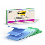 Post-it Oasis Recycled Pop-up Super Sticky Notes, 3" x 3", Oasis Collection, 70 Sheets/Pad, 6 Pads/Pack (R330R-6SST)