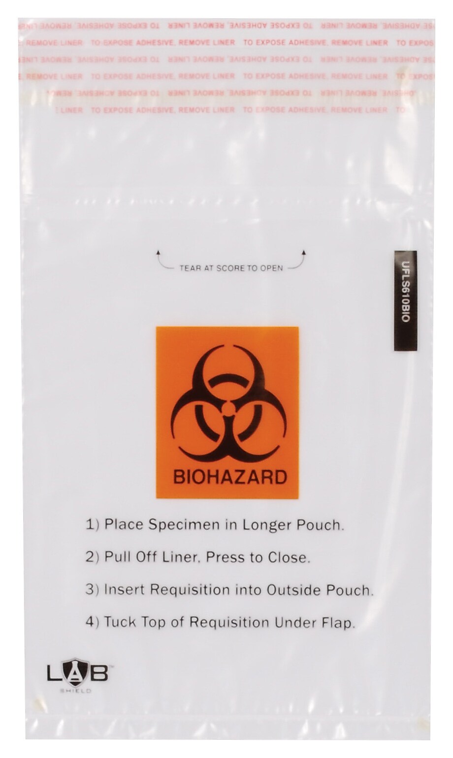 Document Pouch, Biohazard Symbol 6" x 10" Adhesive Pull-N-Seal Closure, Qty 1000/ct
