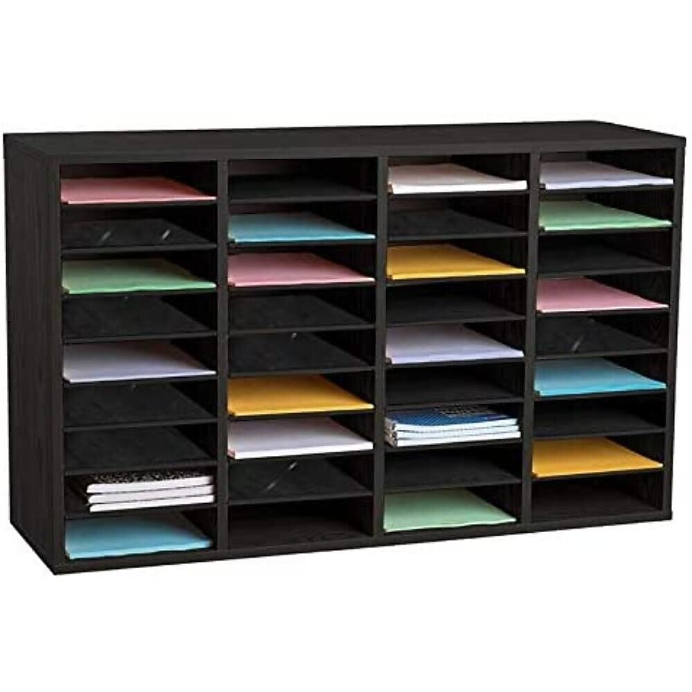 AdirOffice 500 Series 36 Compartment Literature Organizers, 39.3" x 11.8", Black, 2/Pack (500-36-BLK-2PK)