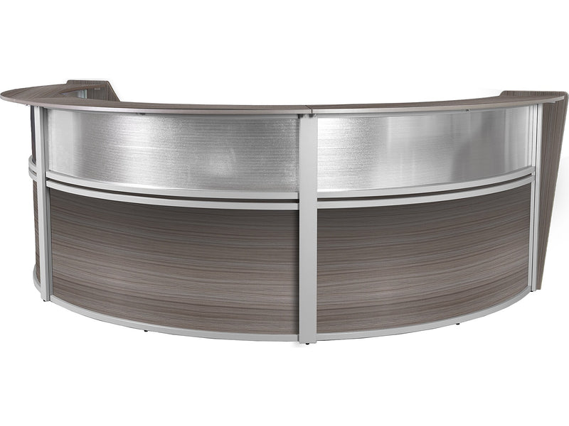 Regency Marque 144"W Curved Reception Desk Workstation, Driftwood Gray (77313GY)