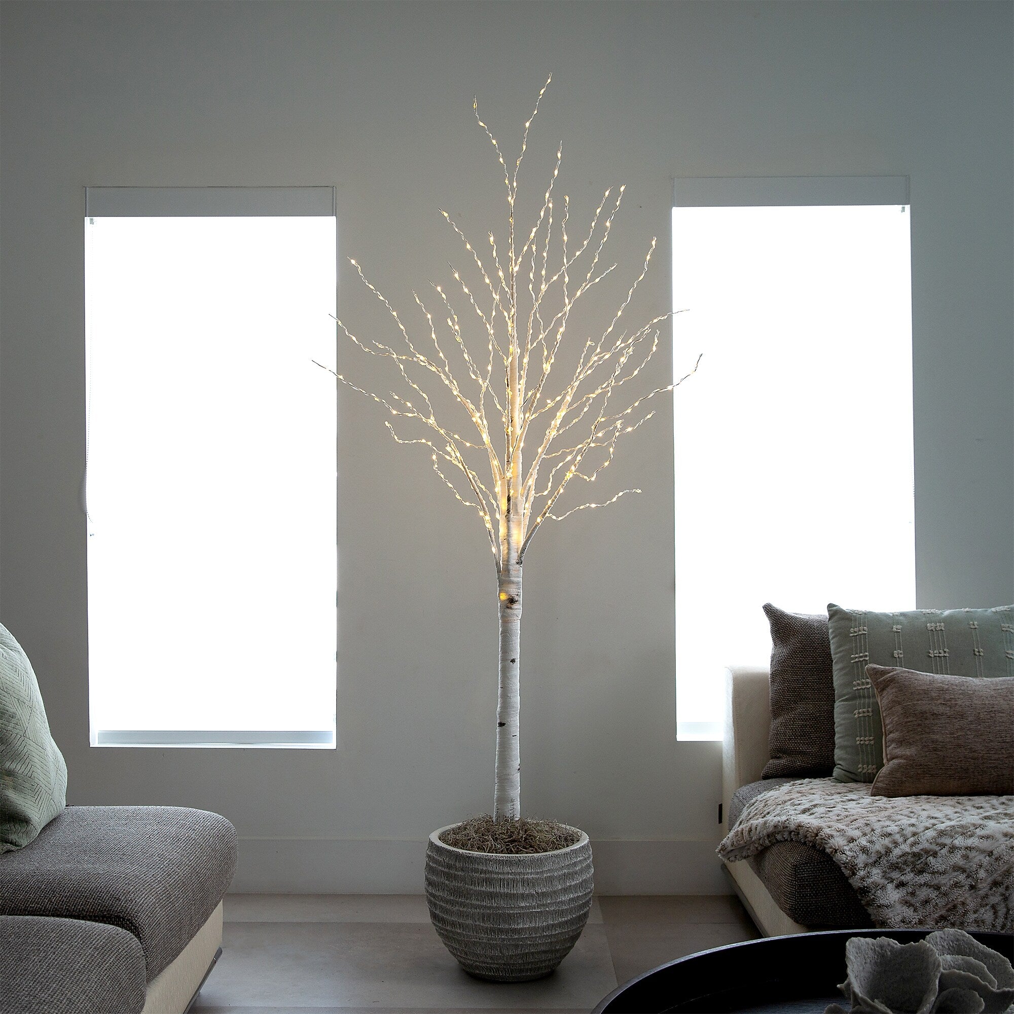 Nearly Natural 6-ft Pre-Lit Artificial White Birch Tree with 400 Color Changing LED Lights (T4921)