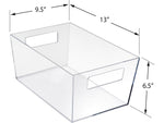Azar Extra Large Storage Bin, 6.5" x 13"x 9.5", Clear, 4/Pack (556239-4PK)