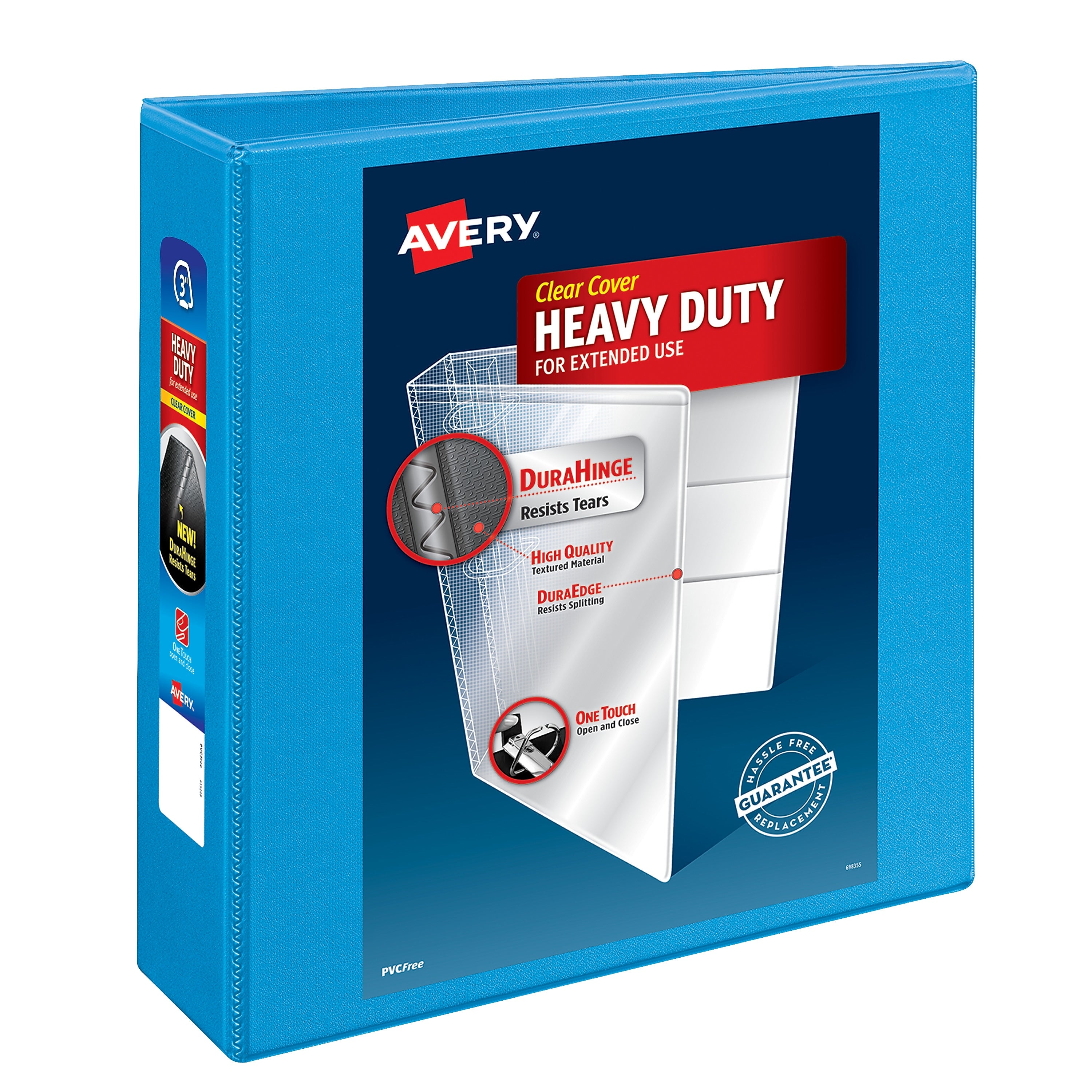 Avery Nonstick Heavy Duty 3" 3-Ring View Binders, Slant Ring, Light Blue (5601)