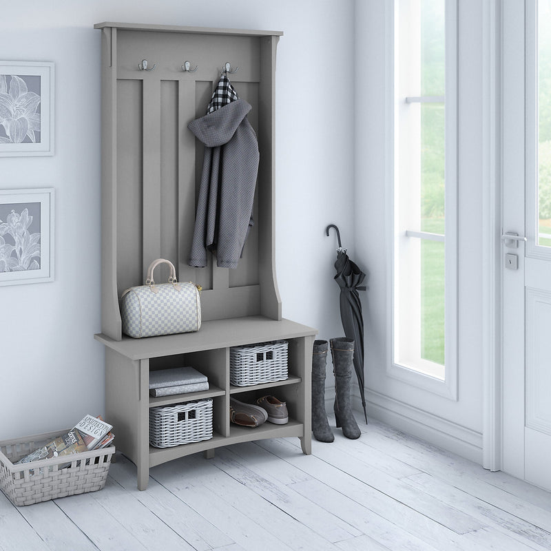 Bush Furniture Salinas Hall Tree with Storage Bench, Cape Cod Gray (SAL001CG)