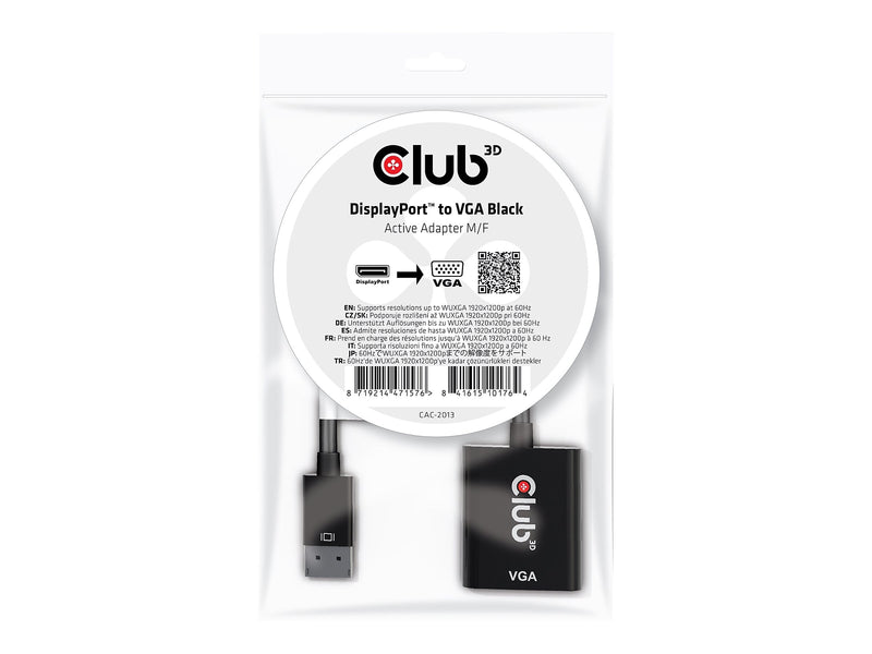 Club 3D 0.75' Display Port to SVGA Audio/Video Monitor Cable, Black (CAC-2013)