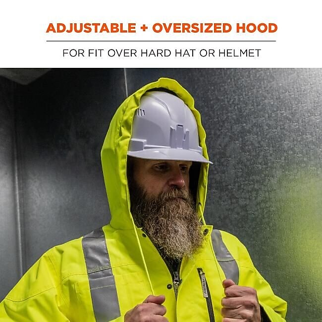 GloWear 8275 Heavy-Duty High-Visibility Workwear Jacket, L, Lime/Black (23974)