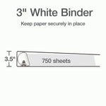 Cardinal XtraLife ClearVue Heavy Duty 3" 3-Ring View Binders, D-Ring, White (26330)