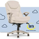 Serta Claremont Ergonomic Faux Leather Swivel Executive Chair with Back in Motion Technology, Ivory (44186C)
