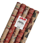 JAM Paper Christmas Wrapping Paper, 25 Sq. ft. x 30", Kids Kraft Christmas Set, 5 Rolls/Pack (165K5KRKID)