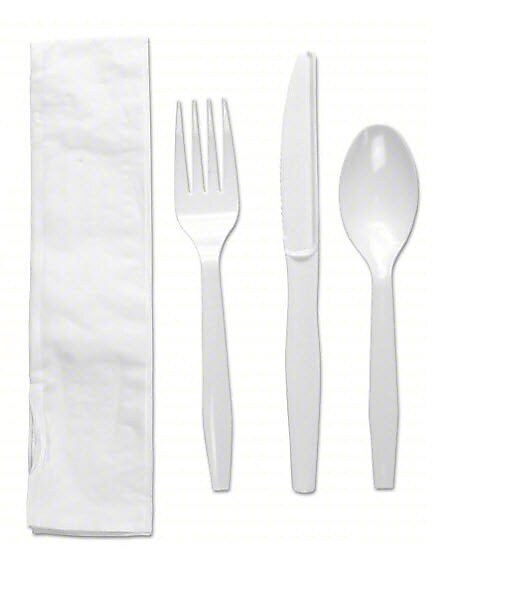 Dixie Individually Wrapped Polystyrene Cutlery Set, Medium-Weight, White, 4 Pieces/Set, 250/Carton (CM26NC7)