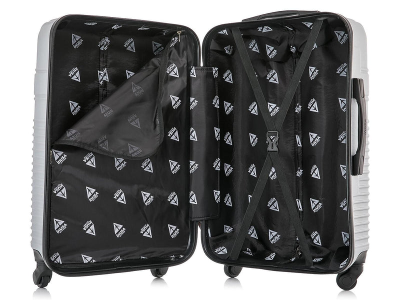 InUSA Resilience 3-Piece Hardside Spinner Luggage Set, Silver (IURESSML-SIL)