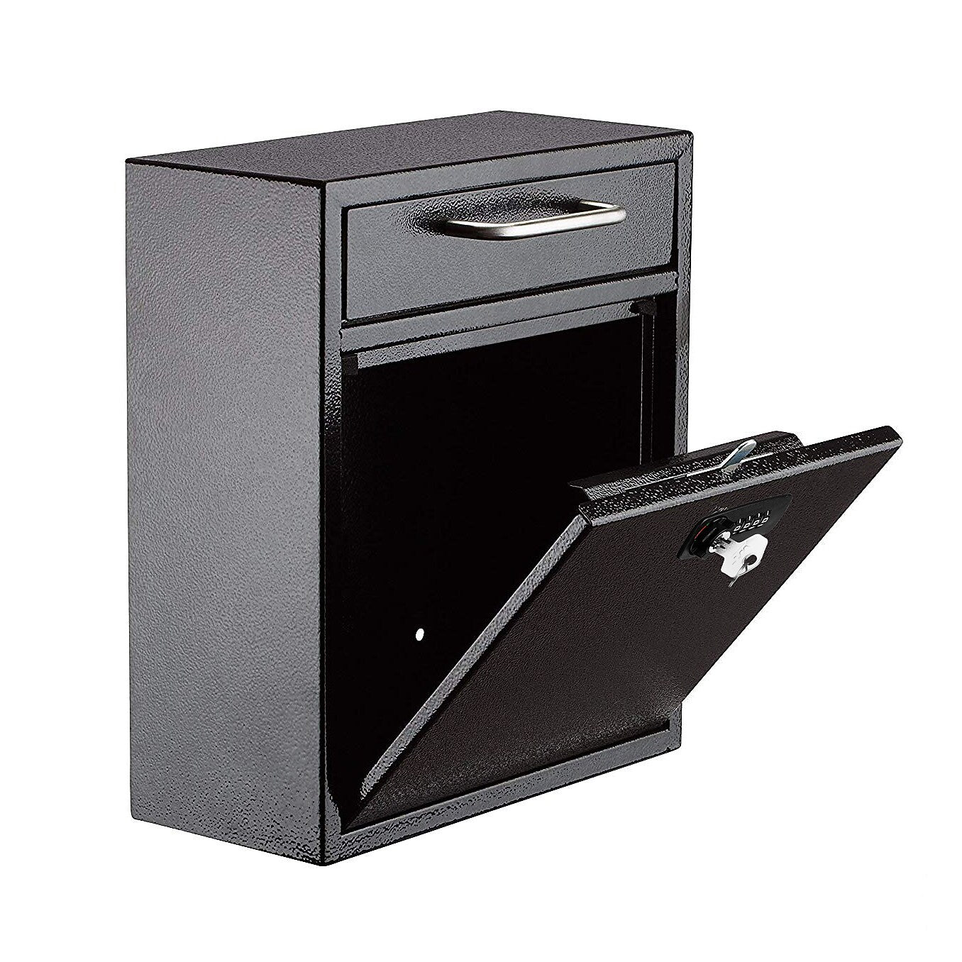 AdirOffice Steel Combination Locking Wall Mounted Interoffice Drop Box Mailbox, Medium, Black (631-05-BLK-KCPK)