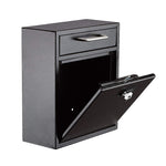 AdirOffice Steel Combination Locking Wall Mounted Interoffice Drop Box Mailbox, Medium, Black (631-05-BLK-KCPK)