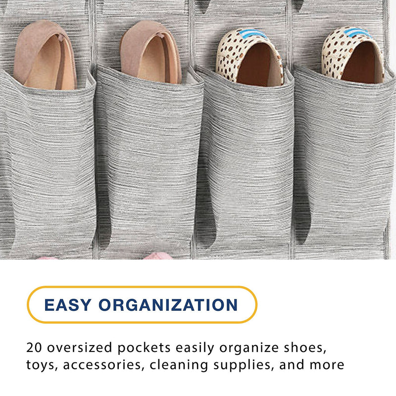 Whitmor 20-Pocket Over-the-Door Shoe Rack, Gray (5455-10-CTF)