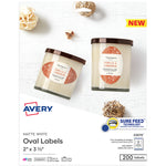 Avery Print-to-the-Edge Laser/Inkjet Oval Labels, 2" x 3-1/3", White, 200 Labels/Pack (22570)