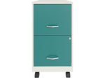 Space Solutions SOHO Smart File 2-Drawer Mobile Vertical File Cabinet, Letter Size, Lockable, Pearl White/Teal (25333)