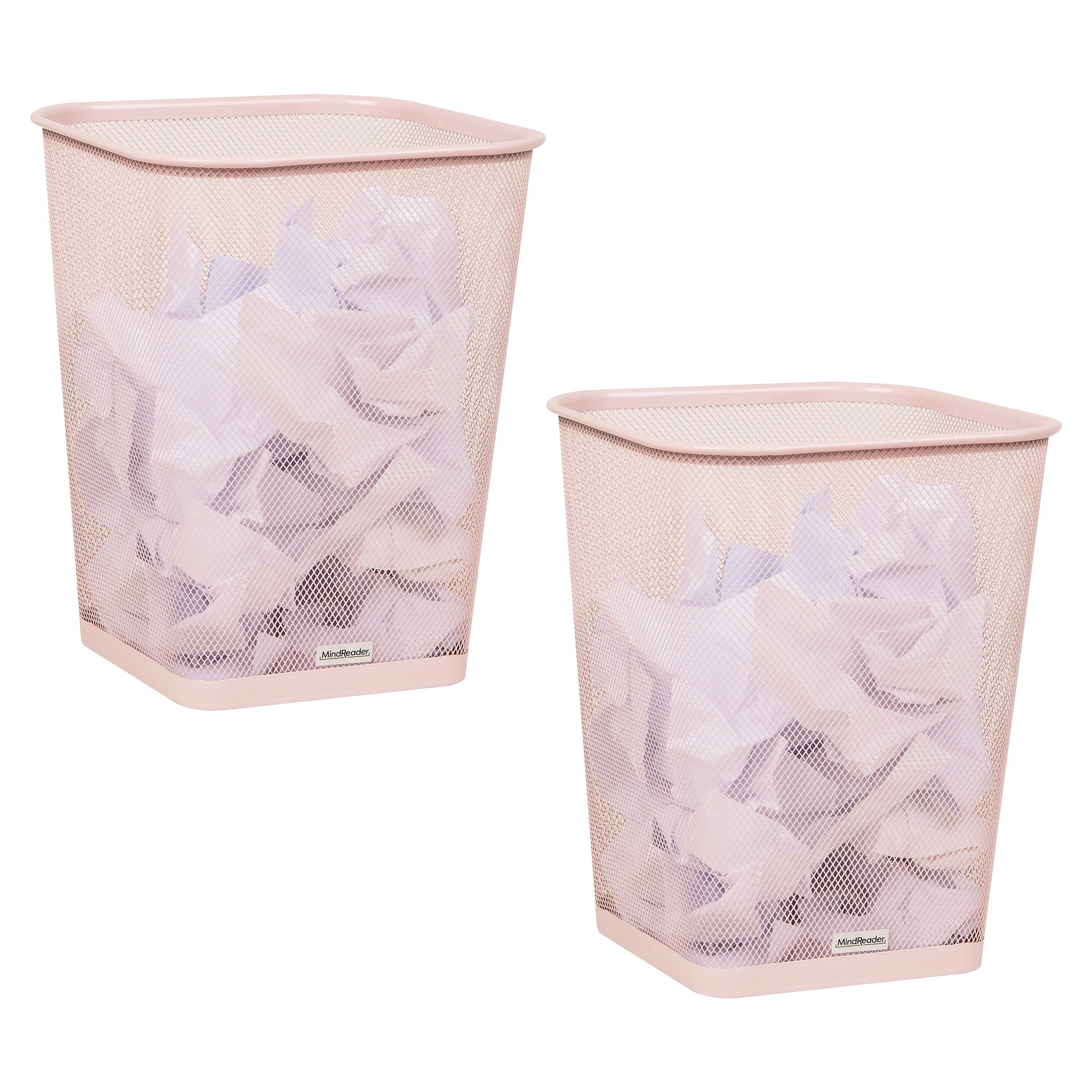 Mind Reader Metal Trash Can Without Lid, 5 Gallon, Pink, 2/Pack (2SQUAGA-PNK)