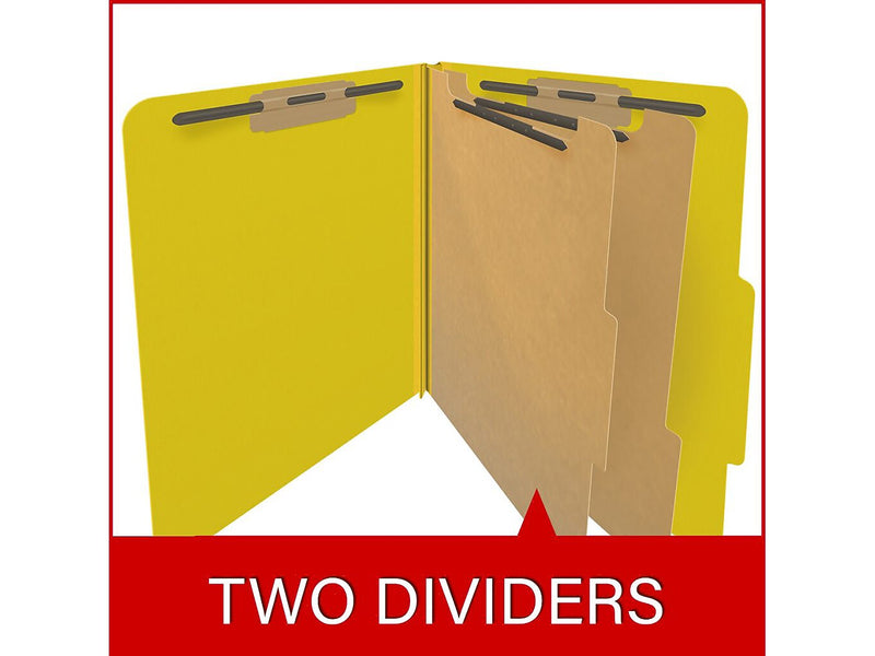 Medical Arts Press Pressboard Classification Folder, 2 Dividers, 2" Expansion, Letter Size, Yellow, 10/Box (DV-T42-26-3YLW)