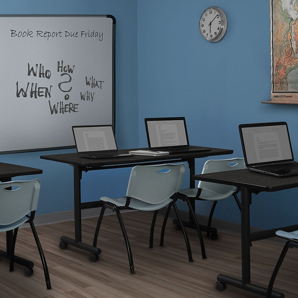 Regency Kobe 72"W x 30"D Foldable Training Room Table, Laminate, With Wheels, Ash Grey (MKFT7230AG)