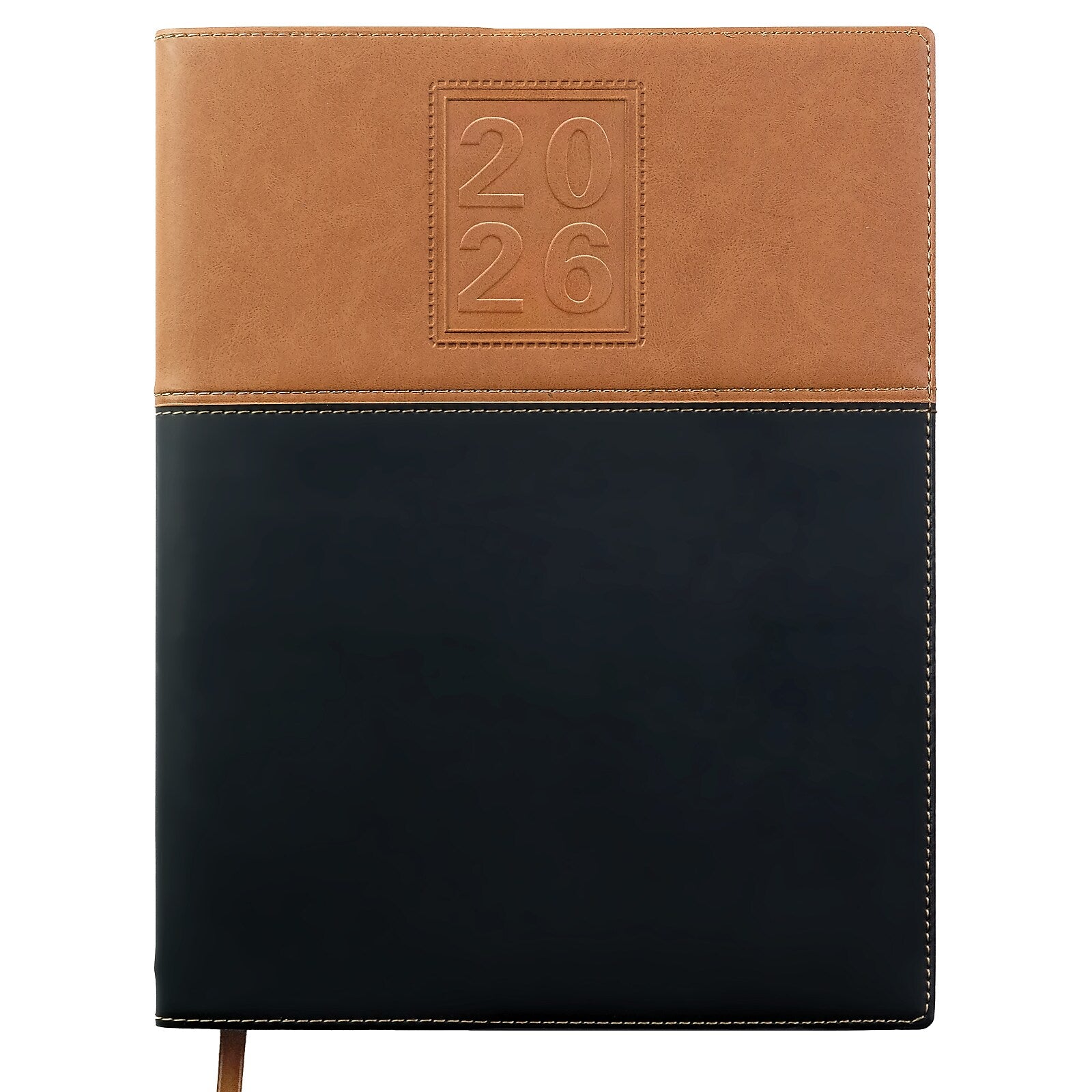 2026 Global Printed Products 8" x 10" Calendar Year Weekly & Monthly Planner, Faux Leather Cover, Black/Brown (NRY26-PKT810-BN)
