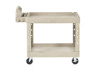 Rubbermaid 2-Shelf Plastic/Poly Mobile Utility Cart with Swivel Wheels, Beige (FG452088BEIG)