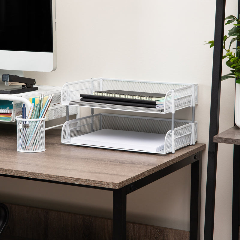 Mind Reader Metal Side Loading Stackable Letter Tray, White (ESTACK2-WHT)